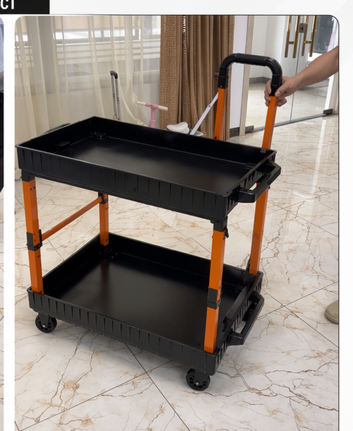 Actual Haul King utility cart with two trays and orange uprights